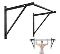 Yes4All Barra de dominadas resistente montada en la pared para entrenamiento de crossfit, barra de dominadas, soporte de pared, soporta hasta 500 libras (negro)