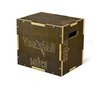 Yes4All Caja pliométrica 3 en 1 de madera pliométrica para gimnasio en casa y entrenamientos al aire libre, color marrón musgo, 16 x 14 x 12 pulgadas