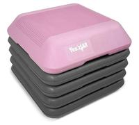 Yes4All CXKW Plataforma Aeróbica 40.6 cm x 40.6 cm, Rosa/Gris con 4 Elevaciones, Altura Ajustable, Ajustable