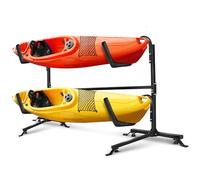 Yes4All Estante doble independiente de almacenamiento de 175 libras para kayak, soporte de kayak de acero duradero para exteriores, ideal para kayaks, tabla de surf, tabla de remo