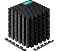 Yes4All-Interlocking Exercise Mat-Walnut Wood Dark-12pc + Resistance Loop Bands Esterillas de espuma entrelazadas con borde, sólido, Color i. 3,3 m² (36 baldosas) - negro, Black-36sqft (M8RZ)