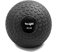 Yes4All - KPVX, Slam Ball 25lbs, balón Medicinal para Entrenamiento de Fuerza y Crossfit - Pelota de Ejercicio de Fitness con Banda de Rodadura de Goma Resistente y Carcasa (25lbs, Negro) KPVX