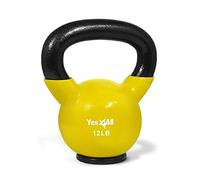 Yes4All NVF1 Kettlebell de hierro fundido con revestimiento de vinilo y base de goma protectora, amarillo, 5,4 kg