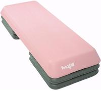 Yes4All Plataforma ajustable para ejercicios aeróbicos, tamaño de club de salud, con 4 elevadores ajustables incluidos y opciones de elevadores adicionales, color rosa y gris