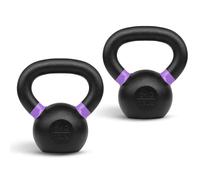 Yes4All Powder Coated Cast Iron Kettlebell Pair Purple - 6 KG / 13 LB Strength Training Kettlebells Weight Set for Full Body Workout Home Gym