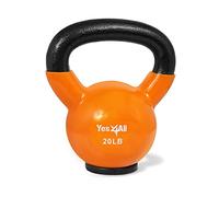Yes4All RPL7 Kettlebell de hierro fundido con revestimiento de vinilo y base de goma protectora, naranja, 9 kg