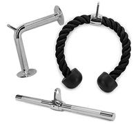 Yes4All SJ46 Combo de cuerda de tríceps, barra en forma de V y barra recta giratoria/giratoria - Barra de presión en forma de V - Cuerda de tríceps extraíble - Barra de tracción Lat