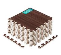 Yes4All Tapetes Encastrables De EVA, Baldosas De Piso Tipo Rompecabezas, Acolchado De Espuma Con Borde Para Muebles, Espacios Del Hogar, Sala De Estar, Garaje - Dark Walnut Wood, 1.02 m2