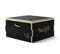 Yes4All TB07 Caja pliométrica de madera 3 en 1 con superficie antideslizante, 30.5 cm H, Plataforma pliométrica para entrenamiento de salto, Cajas de salto para gimnasio en casa y entrenamiento, Negro