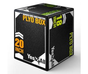 Yes4All UYSN - Caja pliométrica Suave con núcleo de Madera, 20 x 18 x 16 Pulgadas, Hecha de Espuma Suave, Crossfit, MMA, Entrenamiento pliométrico, Caja de Salto 3 en 1 con núcleo de Madera, versión