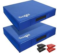 Yes4All UZAJ Premium Silenciador Drop Pads Almohadillas para levantamiento de pesas con cubierta de PVC multicolor para aislar el sonido y proteger el suelo para Deadlift, Squat, Lunge, AZUL - 15 CM