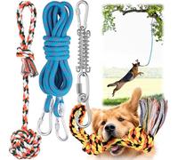 YES4QUALITY, Dog Outdoor Bungee Solo Hanging Toy, Tether Tug of War Dog Toys for Pitbull Small Large Dogs to Exercise, Durable Interactive Dog Tug Toy with Metal Spring Kit, Blue