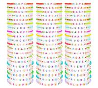 yesaior 60 pulseras coloridas de la amistad, apilables, elásticas, bonitas pulseras de cuentas, juego a granel para regalo para mujer, M, Acrílico, No es una piedra preciosa