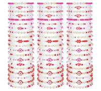 yesaior Juego de 60 pulseras festivas coloridas de la amistad, ajustables, pulseras de cuentas a granel para mujer, joyería Heishi de arcilla para mujer, suministros de fiesta de regalo (día de San