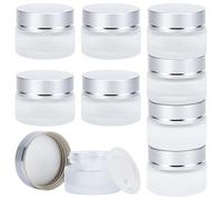 Yesaler Tarros de Crema Vacios 20ml Envase Cosmético Frascos de Vidrio Esmerilado Redondos 9 Piezas para Crema Facial Viajar Casa Plata