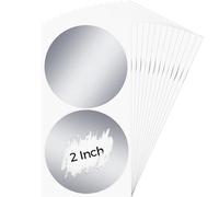 Yesallwas 26 piezas 5 cm calcomanías para rascar, etiquetas circulares redondas de 2 pulgadas, tarjetas autoadhesivas para billetes de lotería, creación de tarjetas de rifa, color plateado