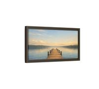 YESARTYES Landscape Nature Lake Pier View - Framed Canvas Wall Art Print 20×10 inch (50×25 cm) - Horizontal/Espresso / 1.25 inch (3 cm)