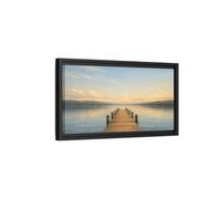 YESARTYES Landscape Nature Lake Pier View - Framed Canvas Wall Art Print 20×10 inch (50×25 cm) - Horizontal/Black / 1.25 inch (3 cm)