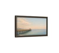 YESARTYES Landscape Nature Ocean Pier Coastal Sunset - Framed Canvas Wall Art Print 20×10 inch (50×25 cm) - Horizontal/Espresso / 1.25 inch (3 cm)