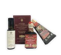 Yeseatis - Tris Made in Italy - Estuche Regalo con Aceite de Oliva Virgen Extra, Vinagre Balsámico de Módena Giusti y Parmigiano Reggiano DOP Vacche Rosse 40 Meses