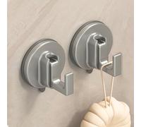 YESENT Gancho de ventosa para montaje en pared, paquete de 2, resistente, impermeable, reutilizable, sin dejar rastro, adecuado para colgar abrigos, bufandas, toallas, bolsos, llaves (Gris)