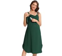 YesFashion Vestido de maternidad sin mangas para mujer, cuello en V, ropa de maternidad, vestido de maternidad para lactancia, verde oscuro, M