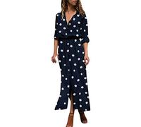 Yesgirl Mujer Vestidos Largos Casual Camiseros Manga Larga Botón Lateral De Hendidura Vestido De Fiesta Casual Playa Largos Verano Tie Dye Vestido Cintura Ceñida para Mujer Armada 42