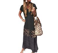 Yesgirl Vestidos Mujer Casual Playa Largos De Color De Las Mujeres De Manga Corta NiñA CóCtel De Las Verano Tie Dye Vestido Boho Falda Larga Maxi Vestido Playeros C Negro 50