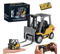 YESHIN Mini RC Carretilla elevadora de juguete de metal, carretilla elevadora teledirigible con programación de aplicaciones, control de crucero y control de velocidad, horquilla elevable, sonido y