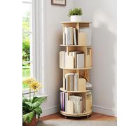 yeshine Estantería giratoria extraíble de 360° de 4 niveles, estantería giratoria con ruedas, almacenamiento de libros, estante de exhibición de libros, estante de pie para sala de estar, dormitorio