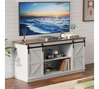 YESHOMY Farmhouse - Soporte de TV y centro de entretenimiento para televisores de hasta 65 pulgadas, con puertas corredizas de granero y armarios de almacenamiento, mesa consola y muebles multimedia