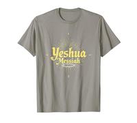 Yeshua Mesías Fe Radiante para Hombres Cristianos Inspiradores Camiseta, Hombre, Pizarra, 3XL