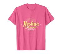 Yeshua Mesías Fe Radiante para Hombres Cristianos Inspiradores Camiseta, Hombre, Rosa Jaspeado, 3XL