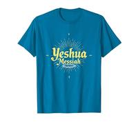 Yeshua Mesías Fe Radiante para Hombres Cristianos Inspiradores Camiseta, Hombre, Zafiro, 3XL