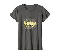 Yeshua Mesías Fe Radiante para Hombres Cristianos Inspiradores Camiseta, Mujer, Asfalto, 3XL