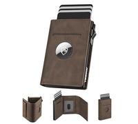 YESIIW AirTag - Cartera para hombre para Apple Air Tag, con bloqueo RFID, cartera de cuero para hombre, con tarjetero emergente con bolsillo para monedas y clip para dinero, regalo para hombre, XL