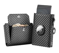 YESIIW Billeteras para Hombre Airtag para Apple Air Tag, RFID Tarjetero, Cartera de Piel Delgada para Hombre Reino Unido, Fibra Carbono