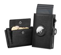 YESIIW Billeteras para Hombre Airtag para Apple Air Tag, RFID Tarjetero, Cartera de Piel Delgada para Hombre Reino, Negro