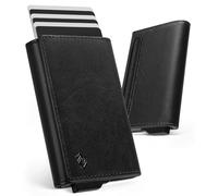 YESIIW Cartera inteligente para hombre con piel auténtica de alta calidad, tarjetero desplegable para hombre con capacidad de 8 a 10 tarjetas, ventana de identificación, ranura para efectivo, bolsillo