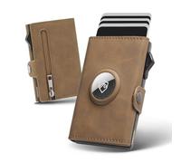 YESIIW Cartera para Hombre, Compact Airtag Smart Wallet for Men Slim Tarjetero para 12 Tarjetas 2 Tarjetas de identificación, Billetera para Hombre con protección RFID, Marrón