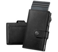 YESIIW Monedero Delgado para Hombre con Compartimento magnético para Monedas, Monedero emergente para 7 Tarjetas, 2 Tarjetas de identificación y 12 Monedas de Papel, Cartera con protección RFID Slim