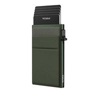 YESIIW Monedero para hombre pequeño cartera delgada para hombre, cartera minimalista RFID, soporte para tarjetas de protección pop up cartera delgada con monedero, A02-verde oscuro, Minimalista