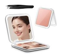 Yesimola Espejo Plegable, Espejo de Bolsillo Doble Cara con Aumento 30X, Espejo de Maquillaje Profesional de Doble Cara (Oro Rosa)