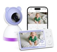YESIMOM 2K 3MP Cámara Vigilancia Bebés, Monitor de vídeo de 5 Pulgadas 360° PTZ, cámara de vigilancia para bebés con WiFi, VOX, Audio bidireccional, visión Nocturna