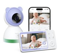YESIMOM 2K/5 Pulgadas Cámara para bebés, Video PTZ de 360° Conectado a teléfono Inteligente, lenguaje bidireccional, detección de llanto y Movimiento, luz Ambiental