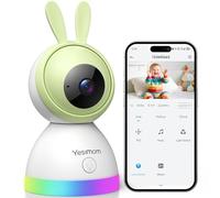 YESIMOM Camara Vigilancia Bebe 1080P con App: Luz Nocturna Colorida, 360° PTZ, Seguimiento Automático - Úsela Sola o como Cámara Extra para Monitor (Color Multicolor)