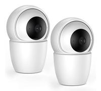 YESKANO 2K Cámara de vigilancia WiFi interior, 360° PTZ cámara bebé WiFi 2.4G/5G seguimiento detección automática humana animales llanto y sirena (3MP-2pcs)