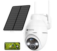 YESKANO 2K Camara Vigilancia WiFi Exterior Solar con Bateria, 360°PTZ Camaras de Vigilancia sin Cables con Panel Solar, Visión Nocturna de Color, Detección de IA, PIR Sirena, Voz Bidireccional, IP66