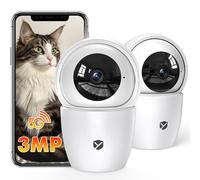 YESKANO 2K Camara Vigilancia WiFi Interior 360°PTZ, Cámara Vigilancia Domicilio WiFi con 2.4G/5G, Visión Nocturna, Seguimiento Automatico, Modo Privacidad, Sirena, Compatible con Alexa, Pack de 2