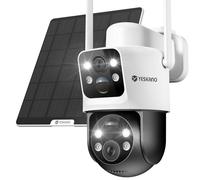 YESKANO Camara Vigilancia WiFi Exterior con Doble Lente, Cámara Exterior Solar con Panel Solar 6W, Camara Exterior WiFi PTZ 360° con App Móvil, Visión Nocturna Color, Audio Bidireccional, IP66